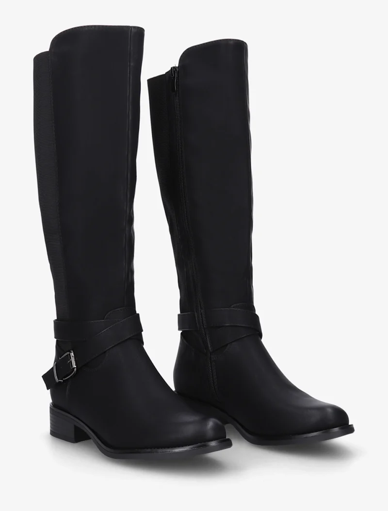Bottes élastiquées à sangle et boucle - Noir