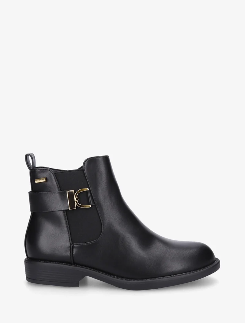 Bottines élastiquées à boucle métal et sangle - Noir