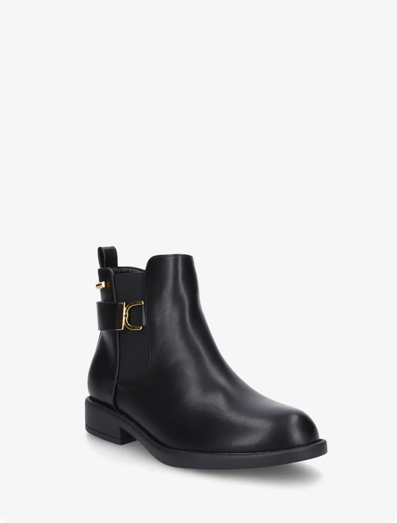 Bottines élastiquées à boucle métal et sangle - Noir