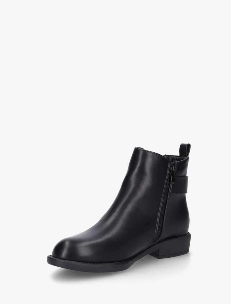 Bottines élastiquées à boucle métal et sangle - Noir