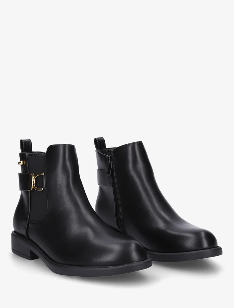 Bottines élastiquées à boucle métal et sangle - Noir