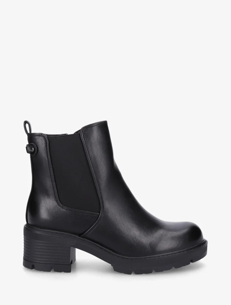 Bottines élastiquées en simili à semelle crantée - Noir