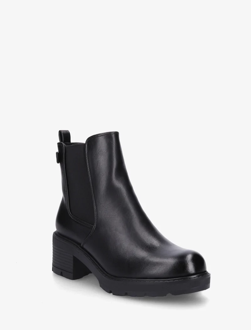 Bottines élastiquées en simili à semelle crantée - Noir