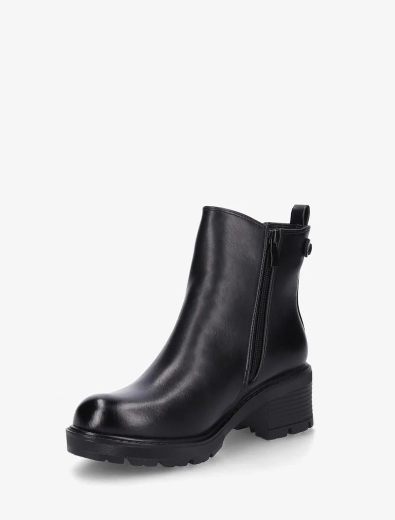 Bottines élastiquées en simili à semelle crantée - Noir