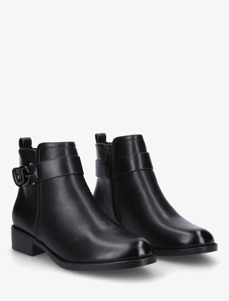 Bottines en simili à boucle métal fantaisie - Noir