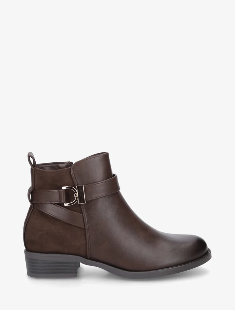 Bottines en simili à contrefort en suédine - Marron