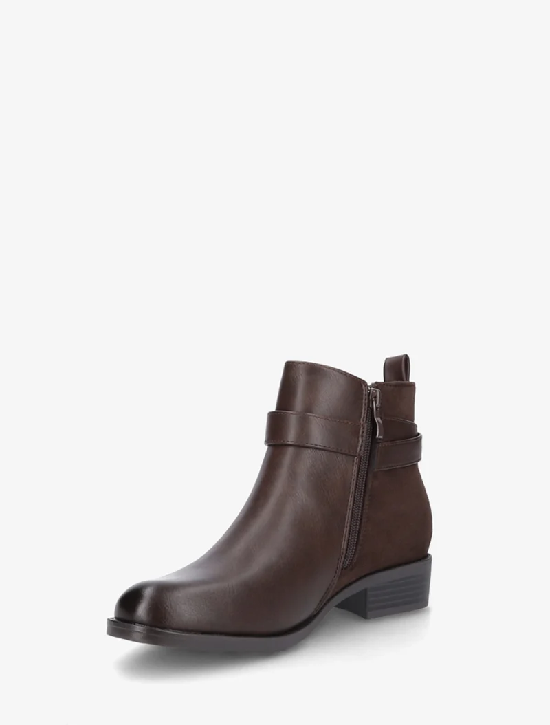 Bottines en simili à contrefort en suédine - Marron