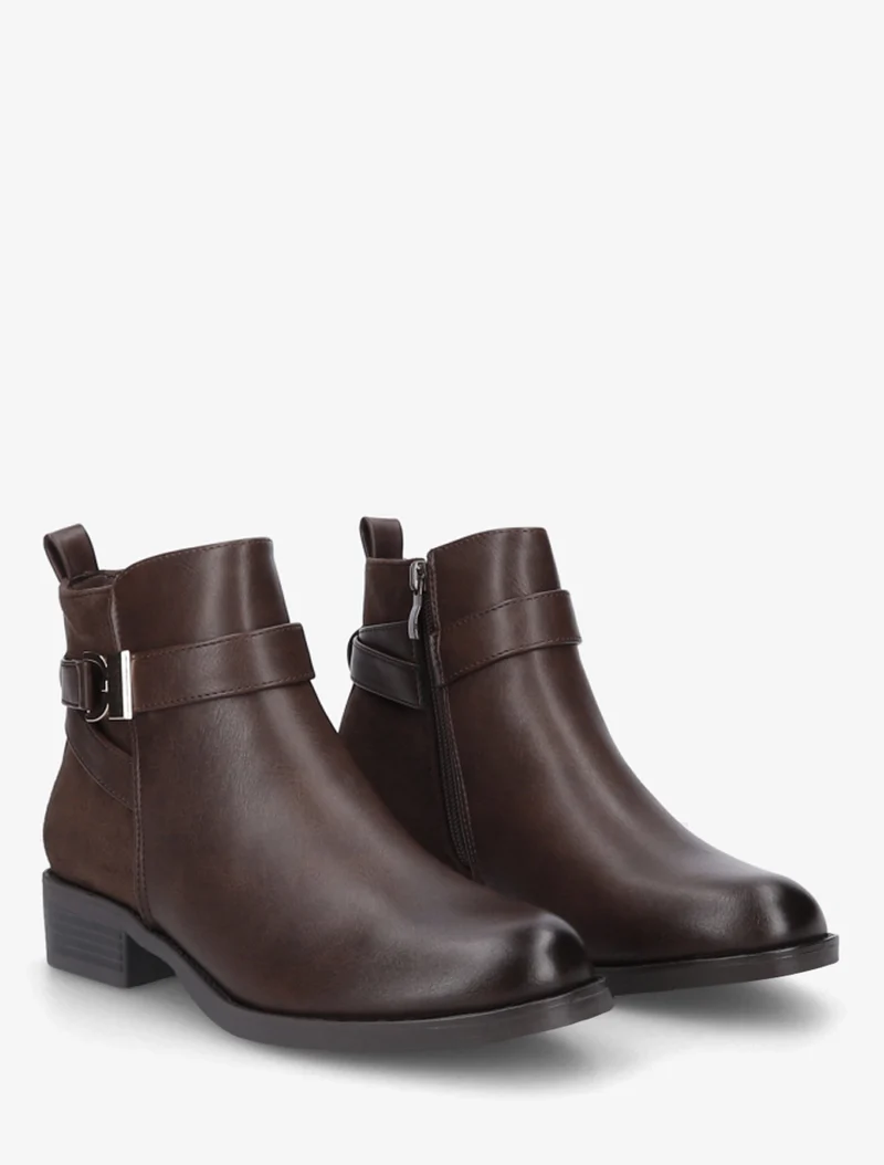 Bottines en simili à contrefort en suédine - Marron