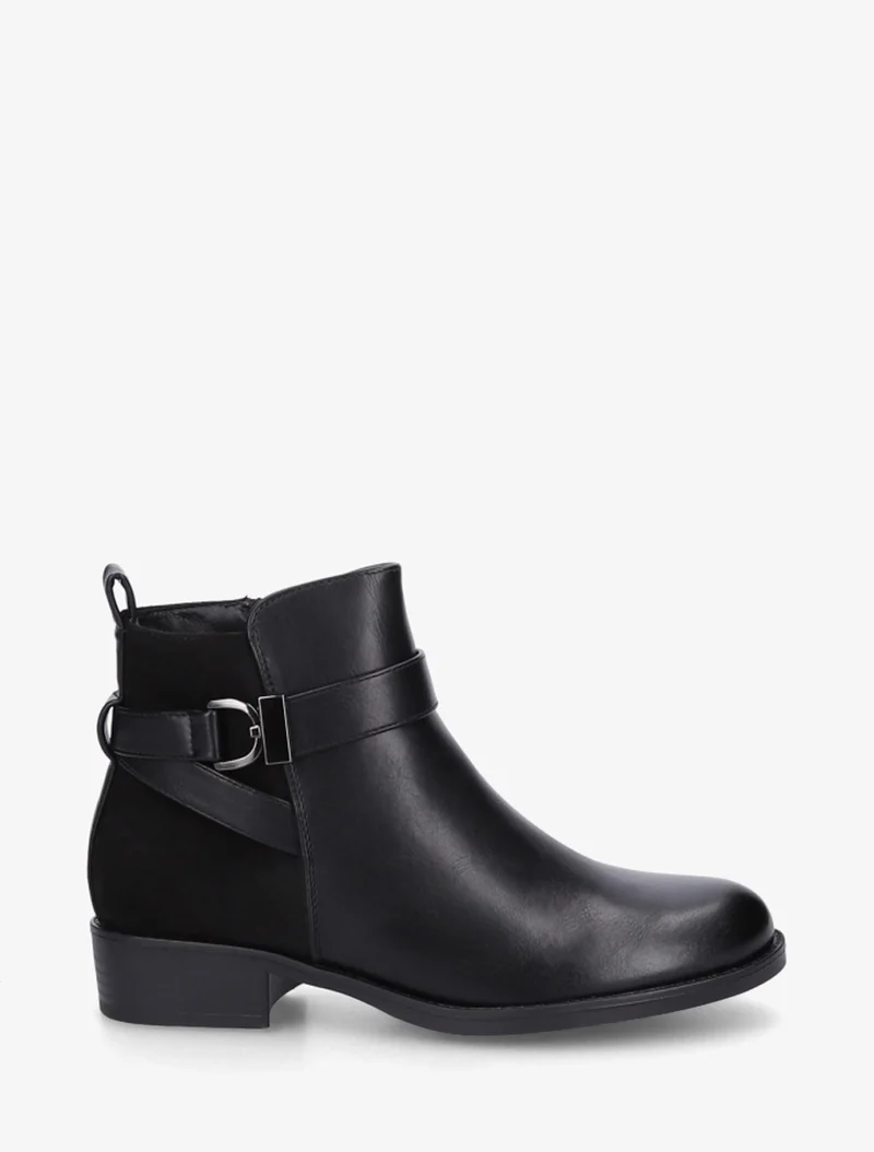 Bottines en simili à contrefort en suédine - Noir/argent