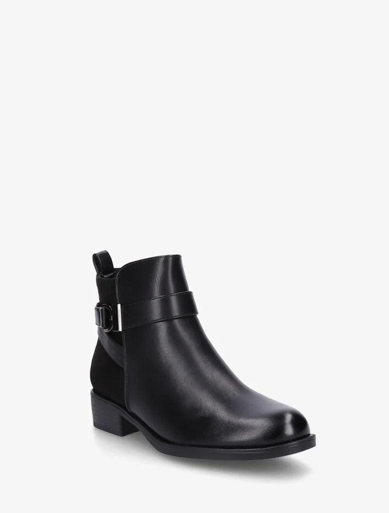 Bottines en simili à contrefort en suédine - Noir/argent