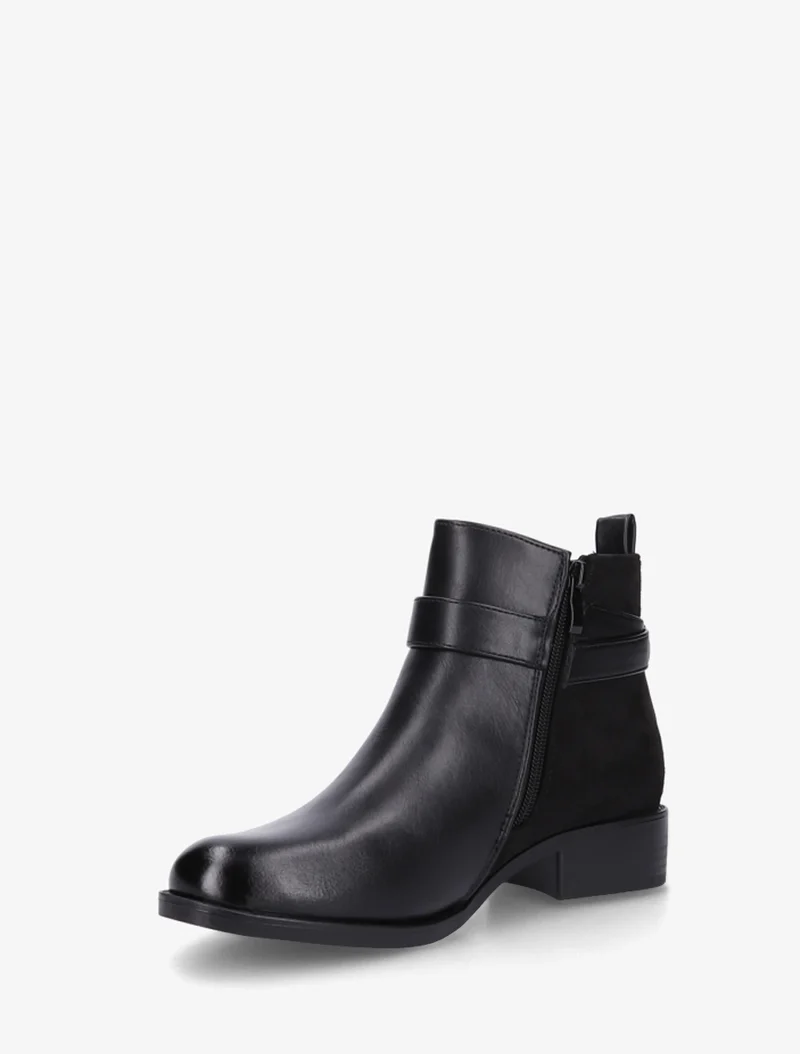 Bottines en simili à contrefort en suédine - Noir/argent