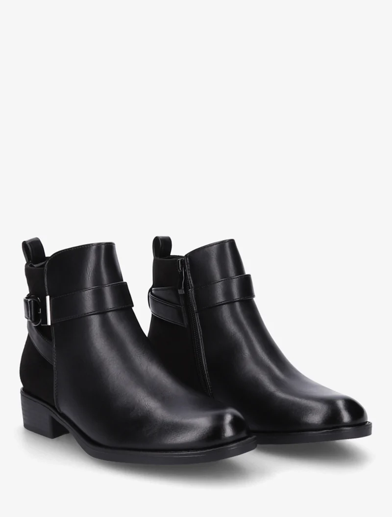 Bottines en simili à contrefort en suédine - Noir/argent
