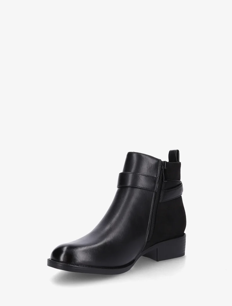 Bottines en simili à contrefort en suédine - Noir/or