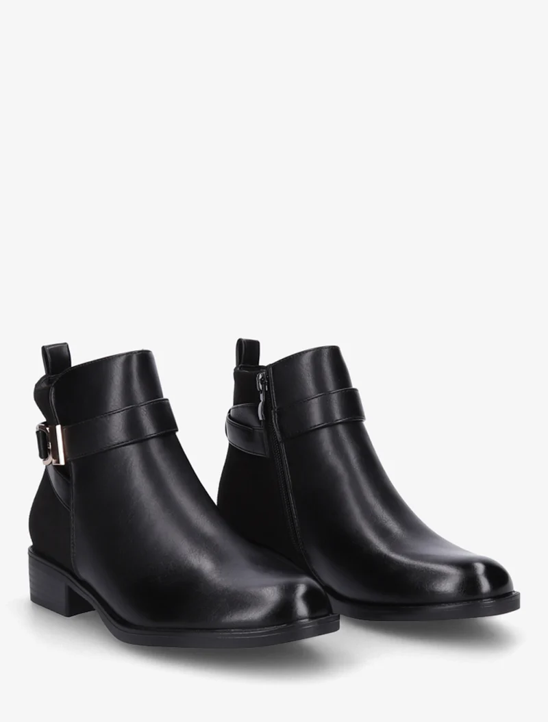 Bottines en simili à contrefort en suédine - Noir/or