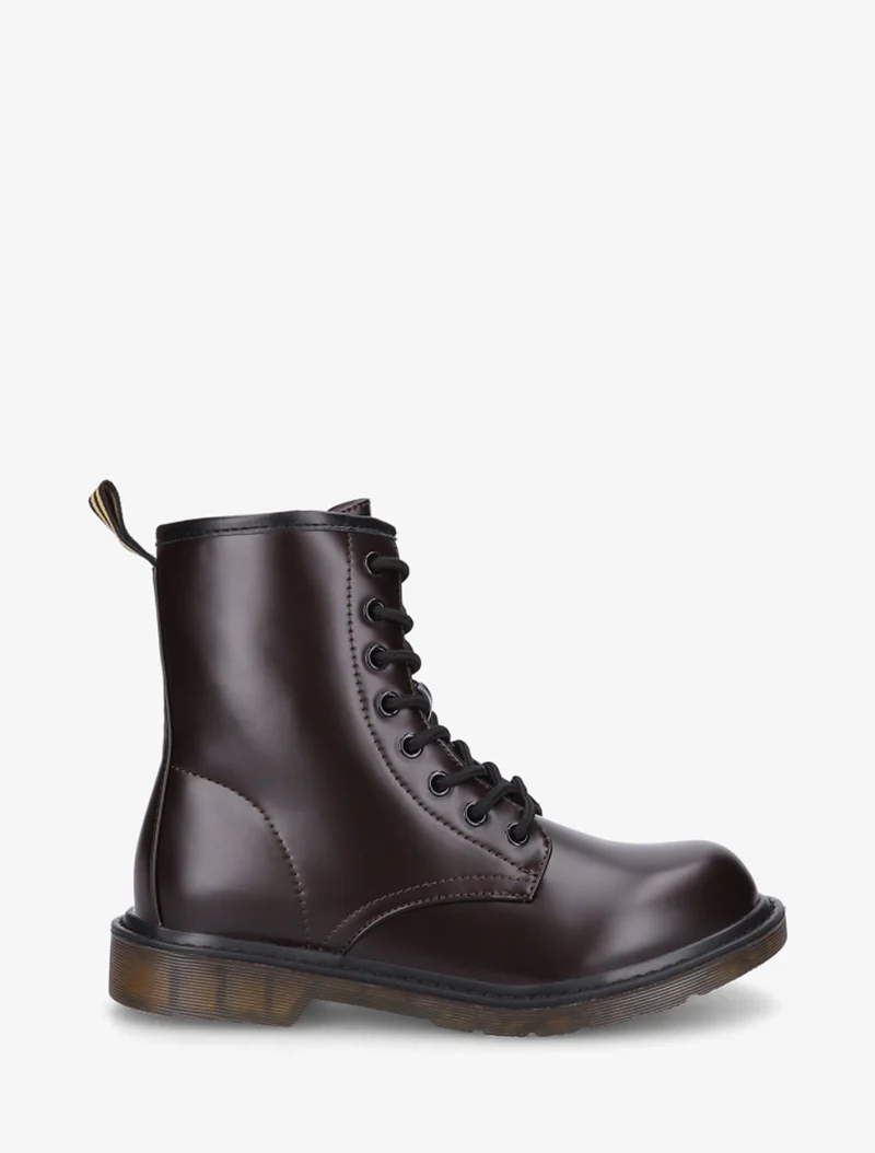 Boots montantes lacées en simili - Marron