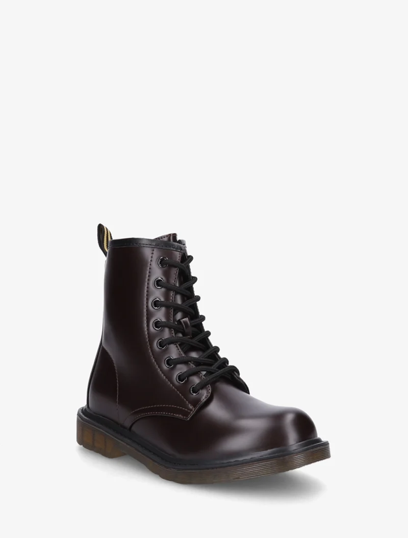 Boots montantes lacées en simili - Marron