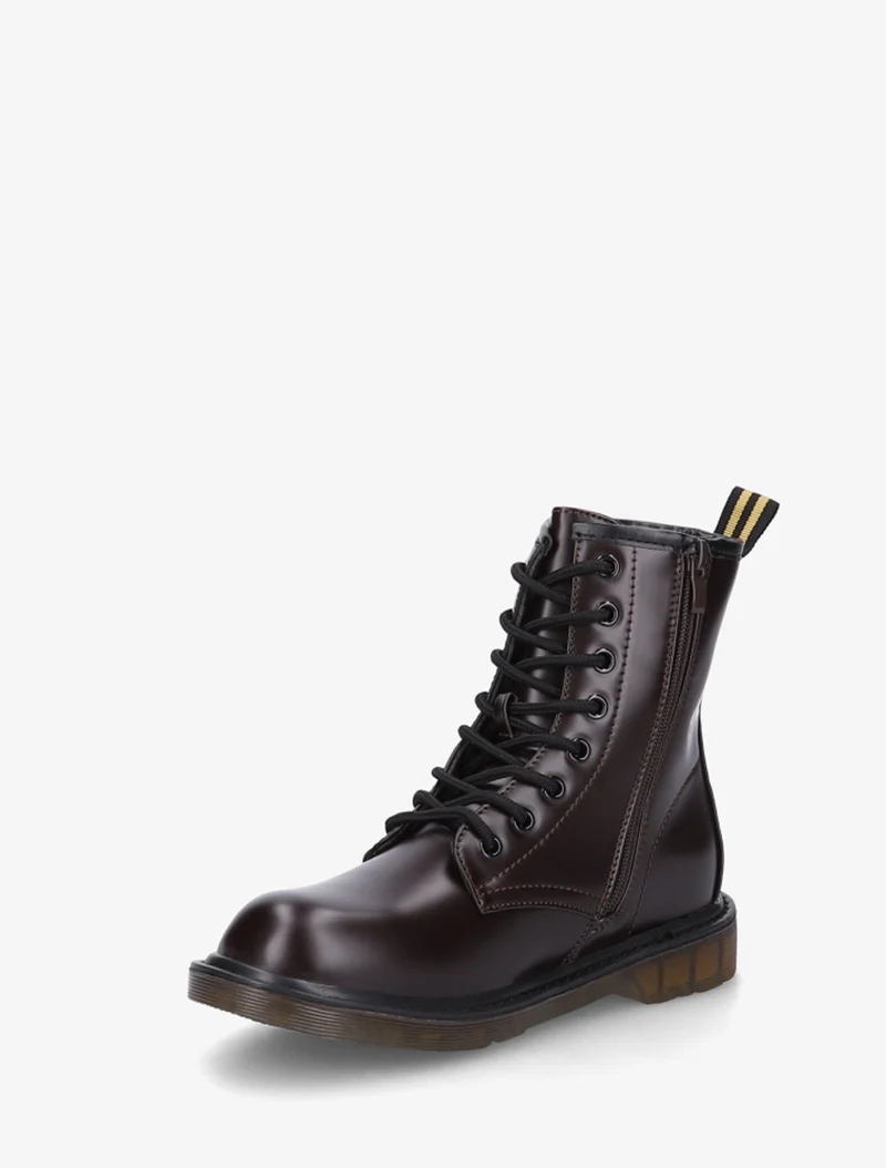 Boots montantes lacées en simili - Marron
