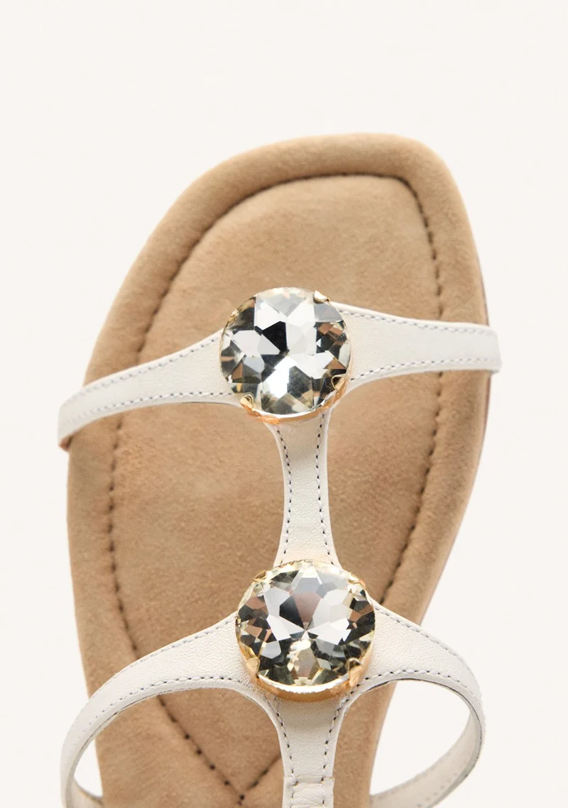 LEATHER RHINESTONE FLAT SANDALS LYNNFIELD