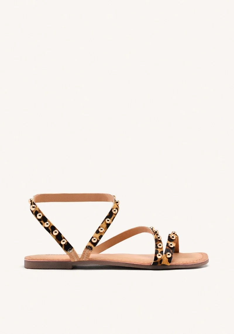ANIMAL PRINT LEATHER SANDALS OGEMA