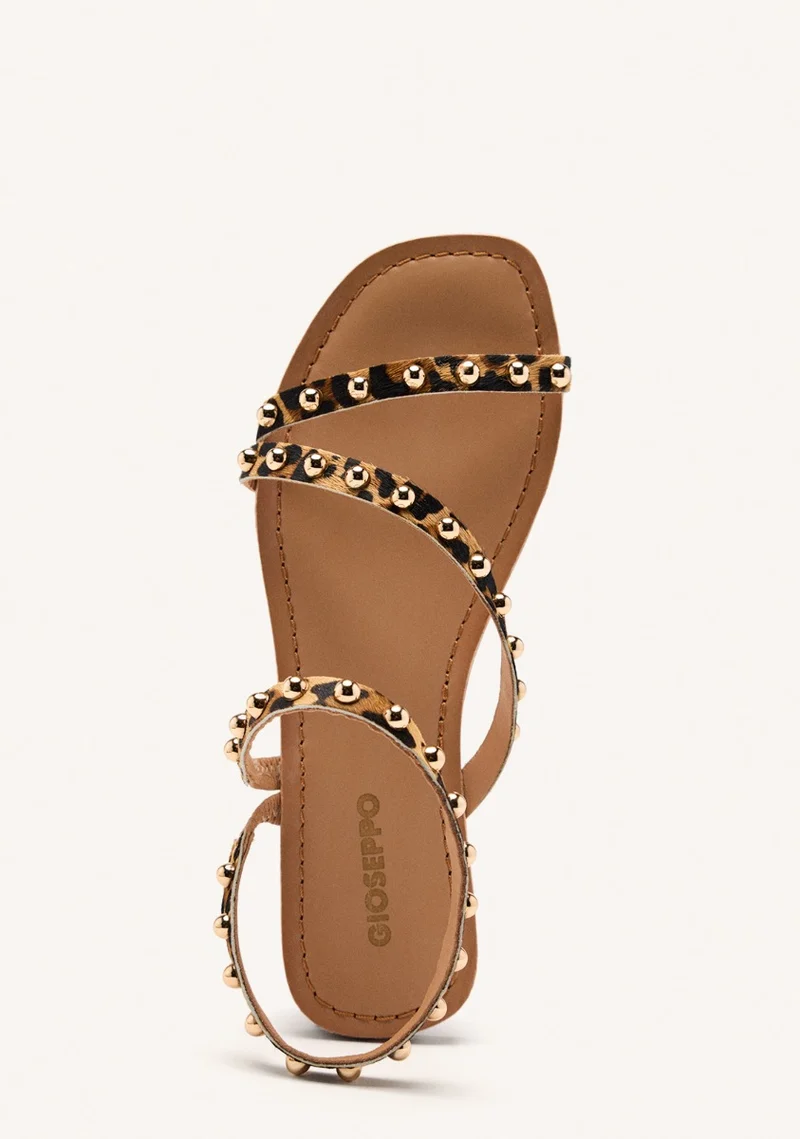 ANIMAL PRINT LEATHER SANDALS OGEMA
