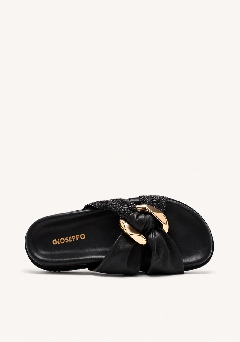 LEATHER RAFFIA SANDALS TISBURY