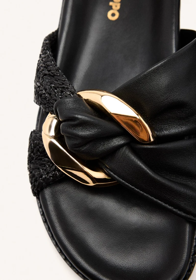 LEATHER RAFFIA SANDALS TISBURY