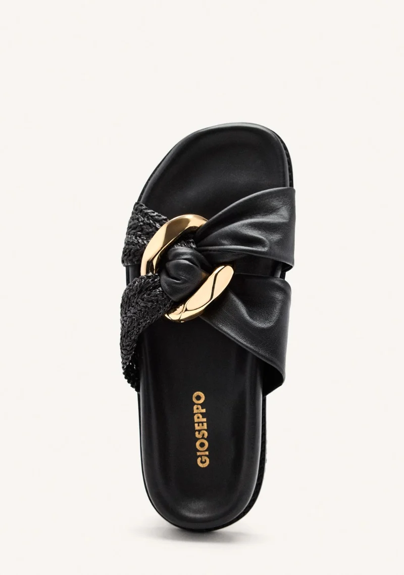 LEATHER RAFFIA SANDALS TISBURY