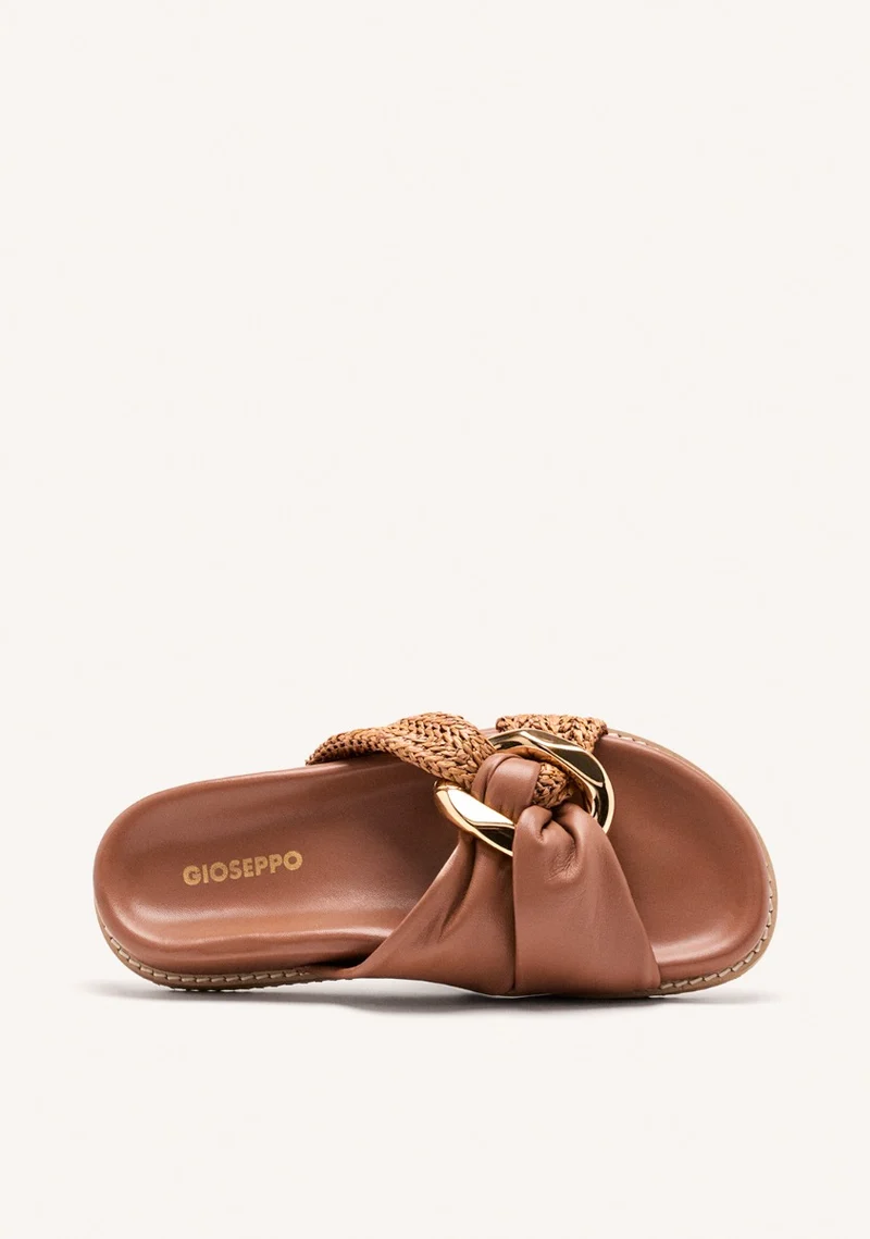 LEATHER RAFFIA SANDALS TISBURY