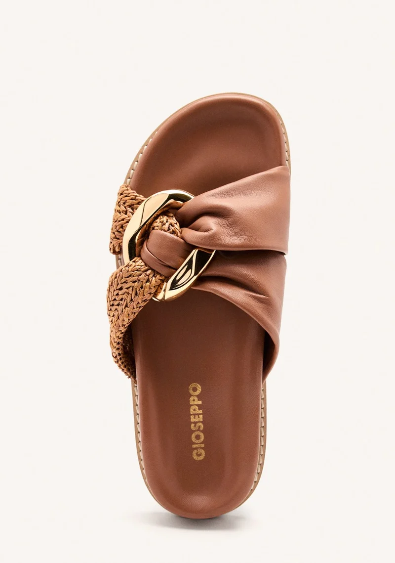 LEATHER RAFFIA SANDALS TISBURY