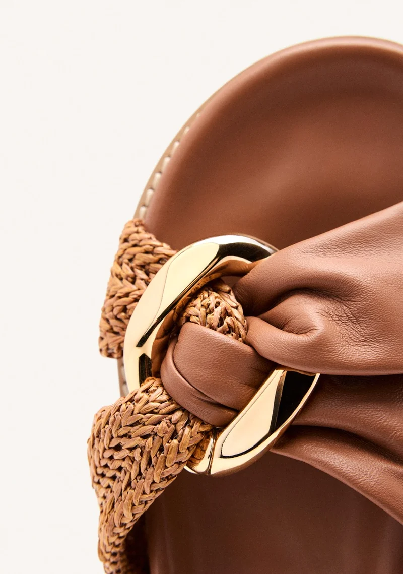 LEATHER RAFFIA SANDALS TISBURY