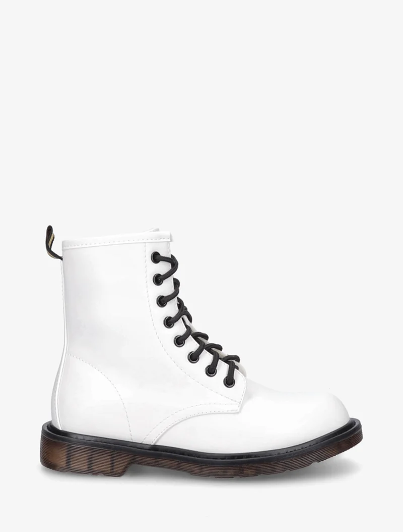 Boots montantes lacées en simili - Blanc