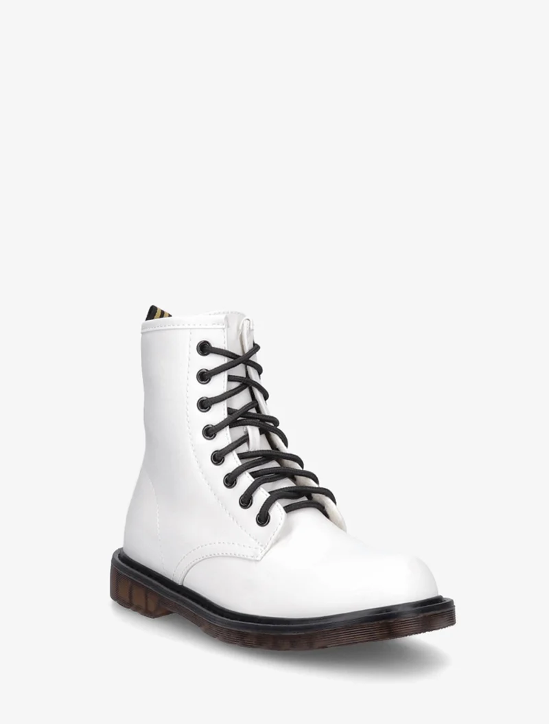 Boots montantes lacées en simili - Blanc