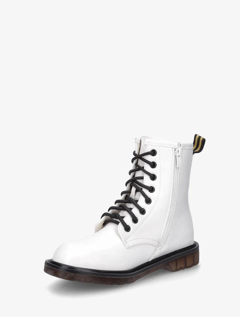 Boots montantes lacées en simili - Blanc
