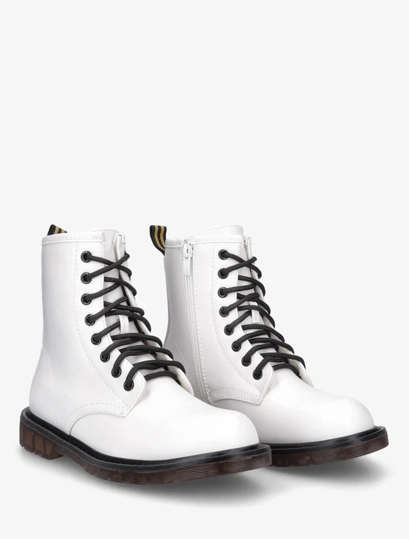 Boots montantes lacées en simili - Blanc