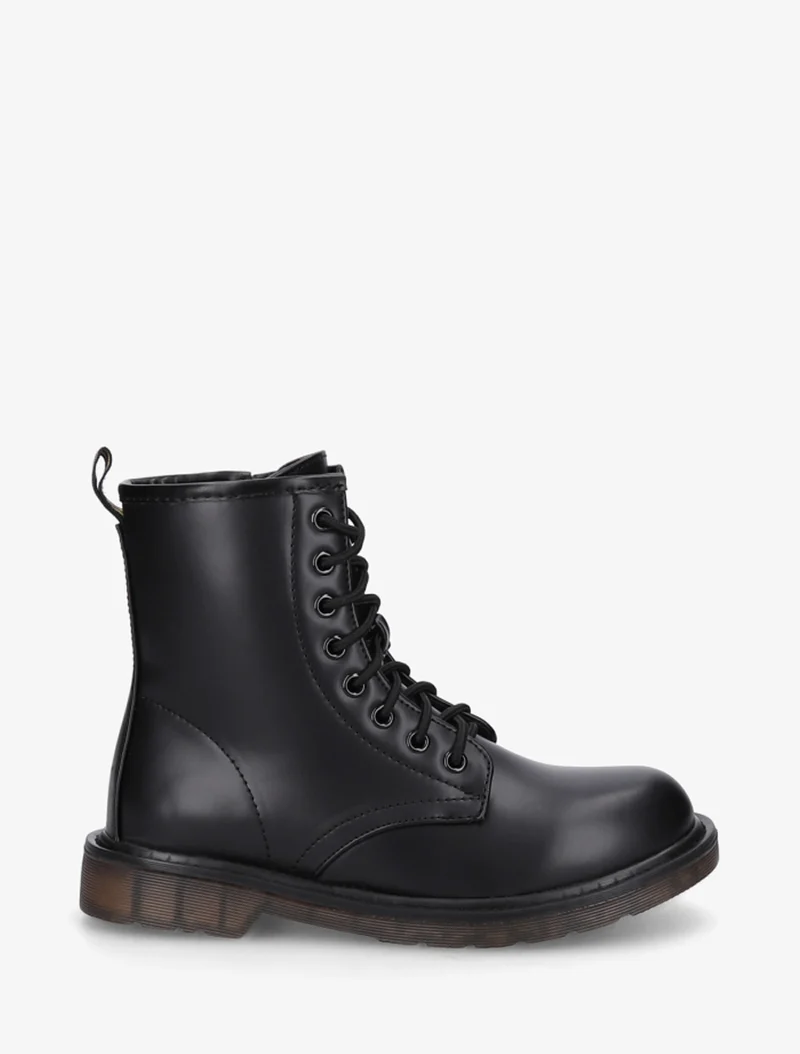 Boots montantes lacées en simili - Noir