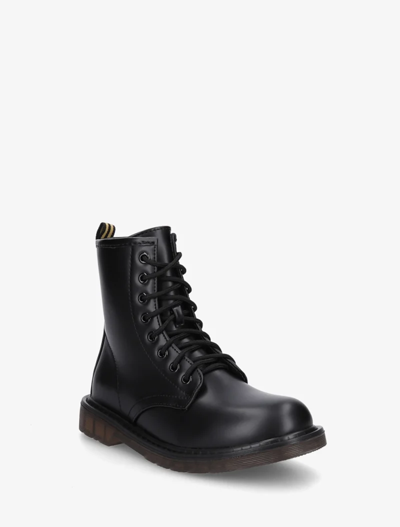 Boots montantes lacées en simili - Noir