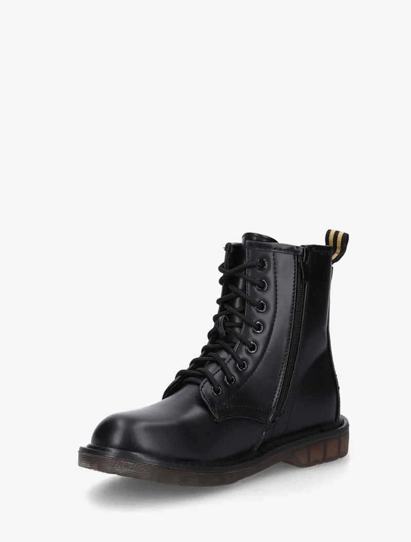 Boots montantes lacées en simili - Noir
