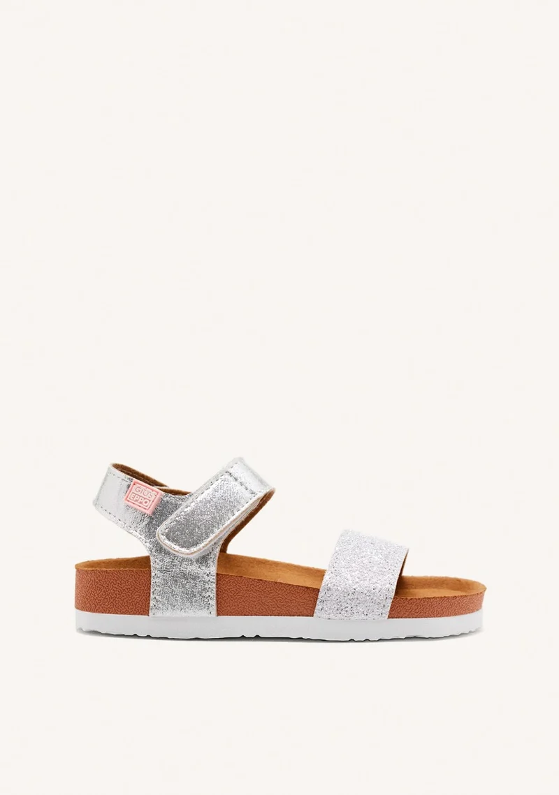 Silver flip flops with waterproof bio sole for girls MOERS