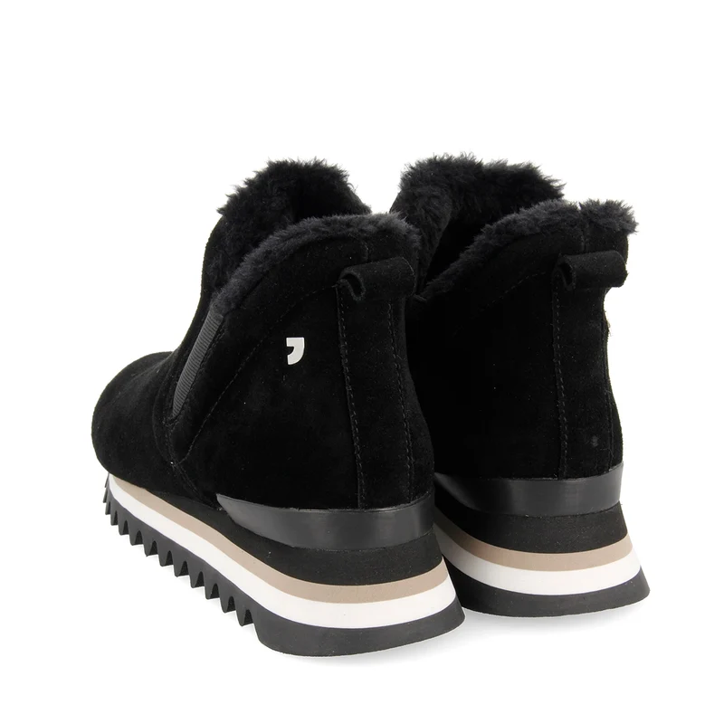 Black sneakers ankle boots slip style with mini wedge for woman ECKERO