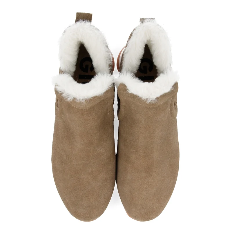 Beige sneakers ankle boots slip style with mini wedge for woman ECKERO