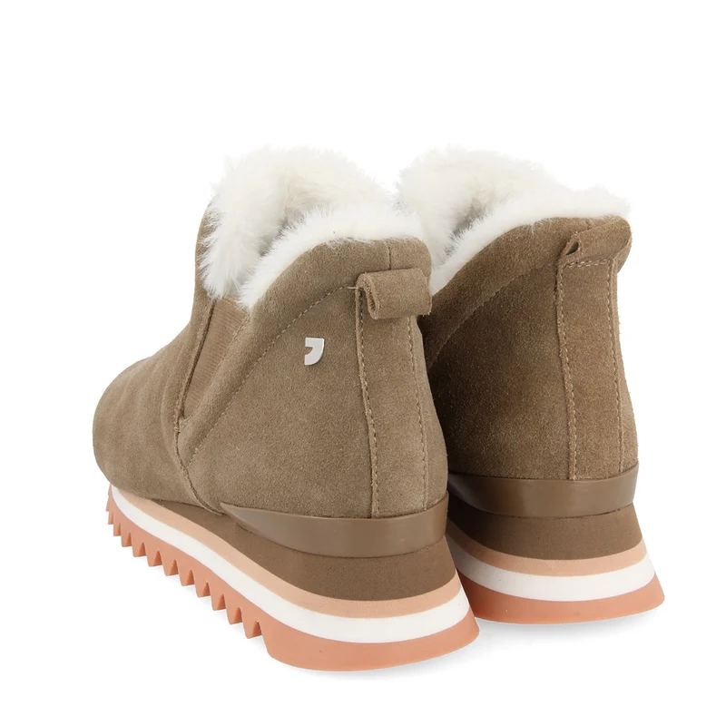Beige sneakers ankle boots slip style with mini wedge for woman ECKERO