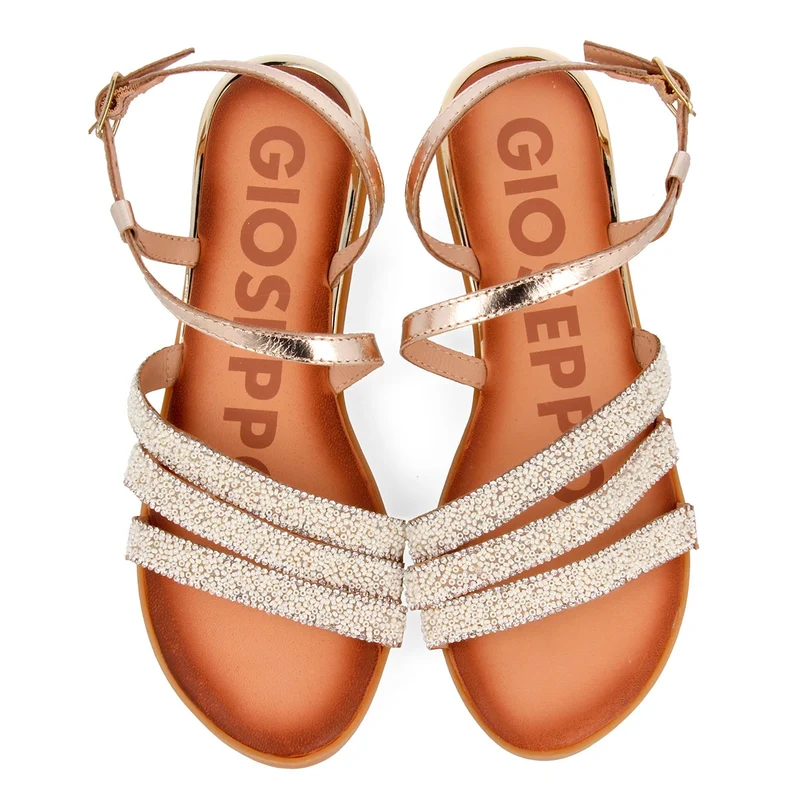 Sandalias doradas con abalorios para mujer GREIG