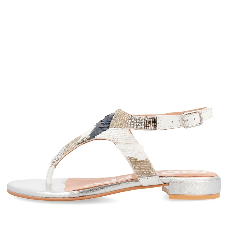 Sandalias blancas con pedrería para mujer NORLINA