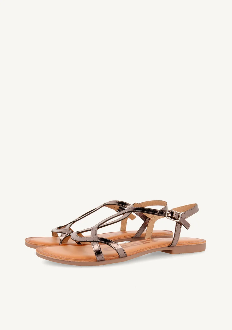 SHINY LEATHER SANDALS NAVASSA