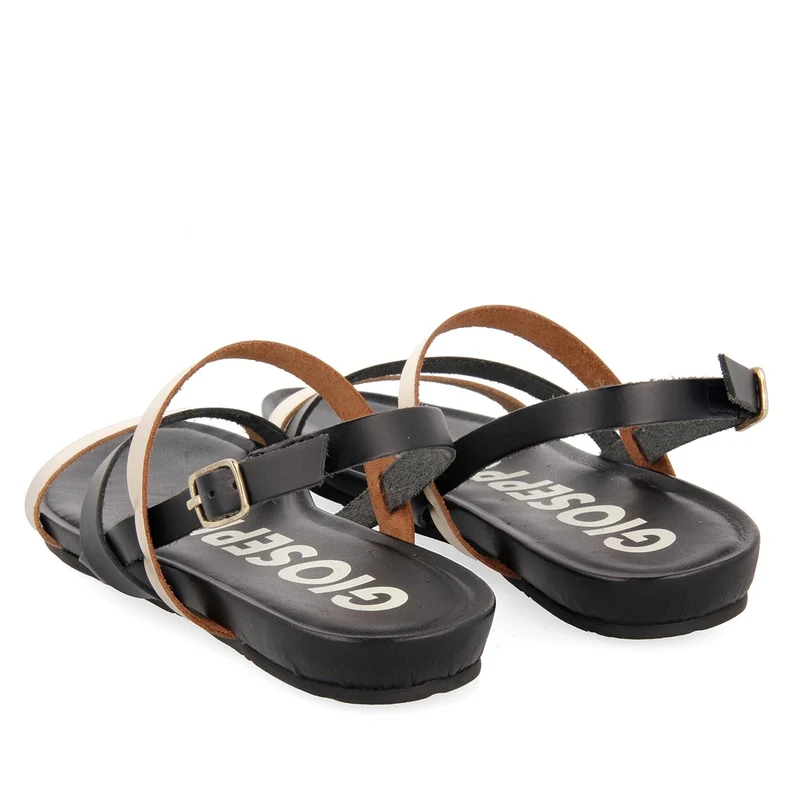 Sandalias de tiras finas negras y doradas para mujer ROSENDALE