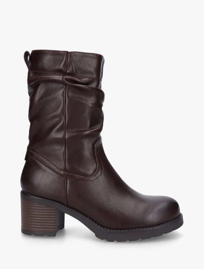 Bottines montantes effet froncé en simili - Marron