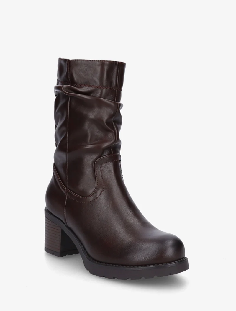Bottines montantes effet froncé en simili - Marron