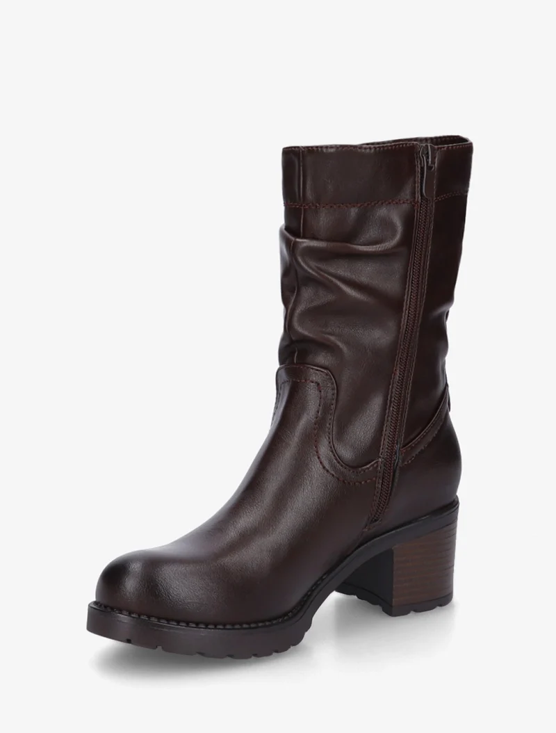 Bottines montantes effet froncé en simili - Marron