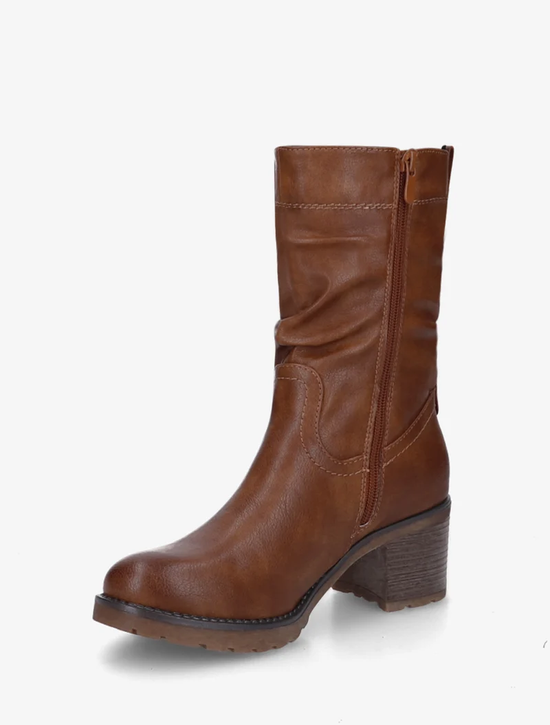 Bottines montantes effet froncé en simili - Camel