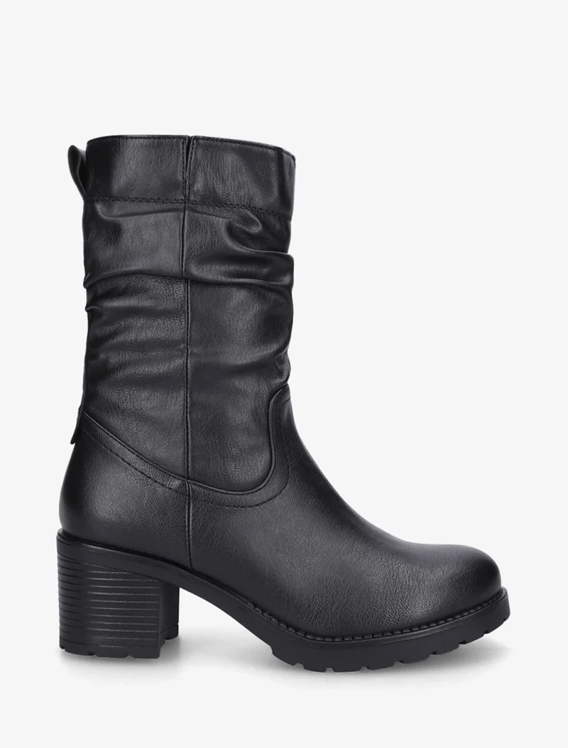 Bottines montantes effet froncé en simili - Noir